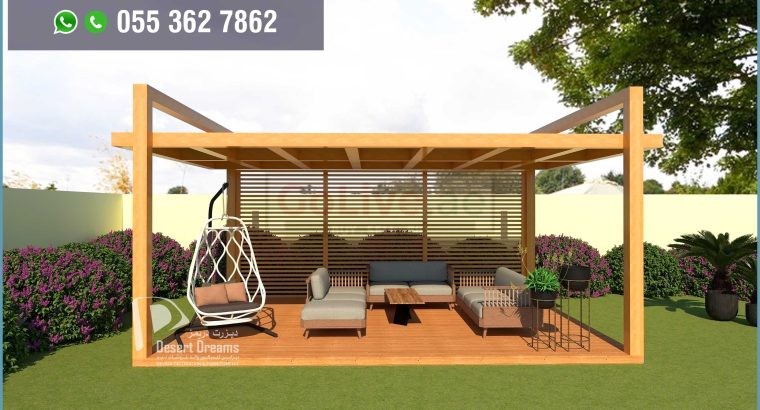 Supply and Install Wooden Pergola in Abu Dhabi, Al AIn | Call us for Best Price.