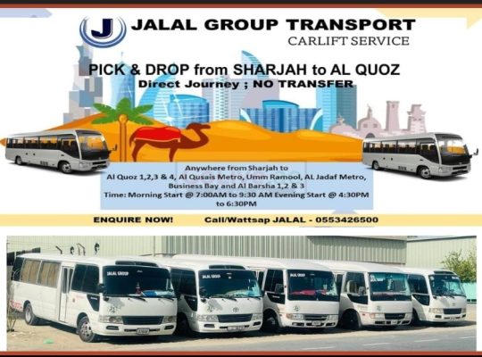 Direct Service from Sharjah to Al Quoz,Creek, Al Jadaf,Business Bay,Al Qusais,Umm Ramool