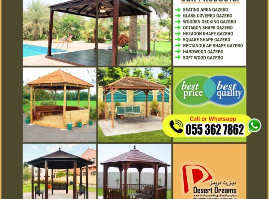 Wooden Gazebo Manufacturer in Abu Dhabi | Solid Wood Gazebo Uae.