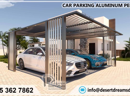 Vehicle Parking Pergola in Uae | Vehicle Parking Aluminum and Wooden Pergola | Abu Dhabi.