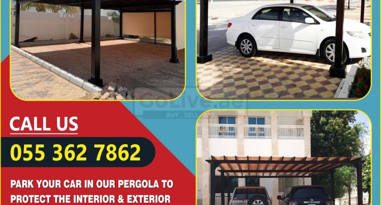 Vehicle Parking Pergola in Uae | Vehicle Parking Aluminum and Wooden Pergola | Abu Dhabi.