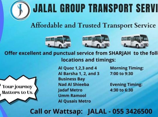 Pick and Drop Service From Sharjah to Silicon Oasis,Al Quoz,Al Jadaf