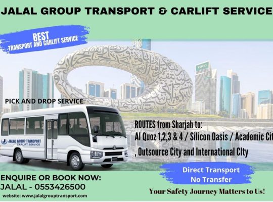 Pick and Drop Service From Sharjah to Silicon Oasis,Al Quoz,Al Jadaf