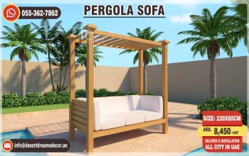 Sofa Pergola in Uae | Wooden Pergola with Furniture | Sitting Area Wooden Pergola.