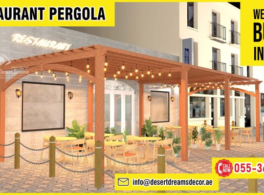 Restaurant Pergola Design | Dining Area Pergola | Sofa Pergola | Abu Dhabi | Dubai.