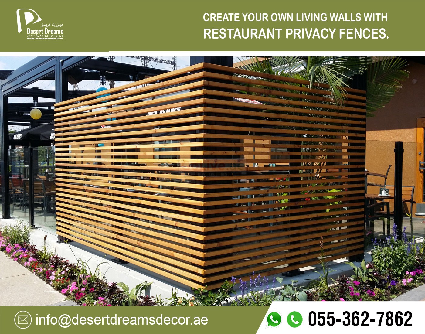 Solid Wooden Fence Dubai | Villa Privacy Fences | Free Standing Fence Suppliers in Uae.