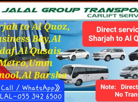 Carlift service from Sharjah to Al Quoz,Silicon Oasis,Al Jadaf