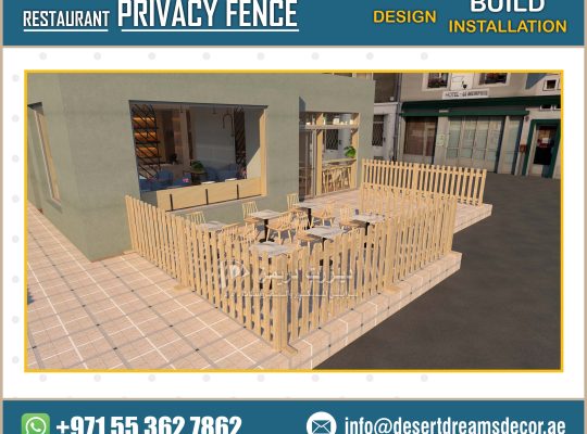 Natural Wood Fences Uae | Events Fence | Restaurant Fence | Car Privacy Fence.