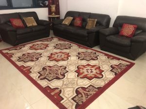 3+2+1 ORIGINAL LEATHER SOFA WITH 6 PILLOWS AND CARPET