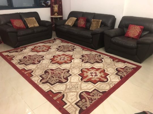 3+2+1 ORIGINAL LEATHER SOFA WITH 6 PILLOWS AND CARPET