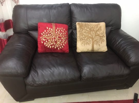 3+2+1 ORIGINAL LEATHER SOFA WITH 6 PILLOWS AND CARPET