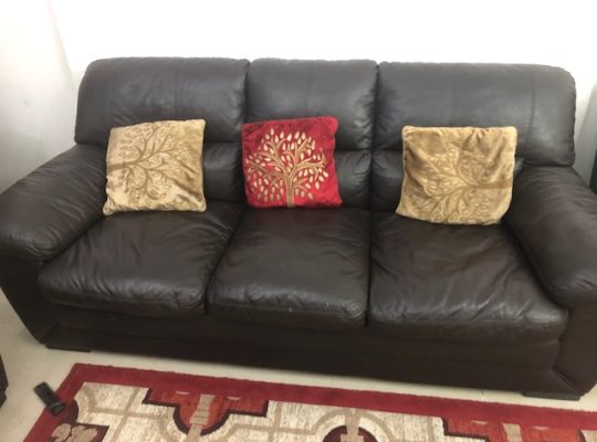 3+2+1 ORIGINAL LEATHER SOFA WITH 6 PILLOWS AND CARPET