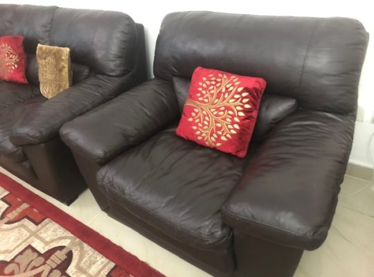 3+2+1 ORIGINAL LEATHER SOFA WITH 6 PILLOWS AND CARPET