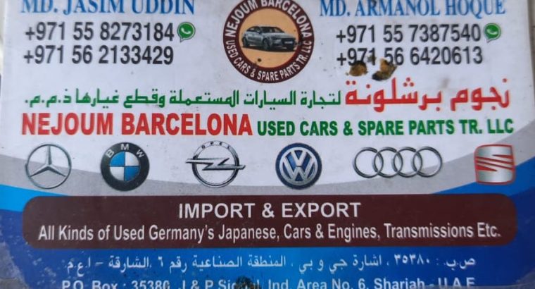 NEJOUM BARCELONA,AUDI, BMW,SEAT,VOLKSWAGE USED CARS & SPARE PARTS TR. ( Used auto parts, Dealer, Sharjah spare parts Market)