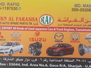 RUKN AL FARASHA USED MAZDA,HONDA,NISSAN,TOYOTA,AUTO SPARE PARTS TR. (Used auto parts, Dealer, Sharjah spare parts Market)