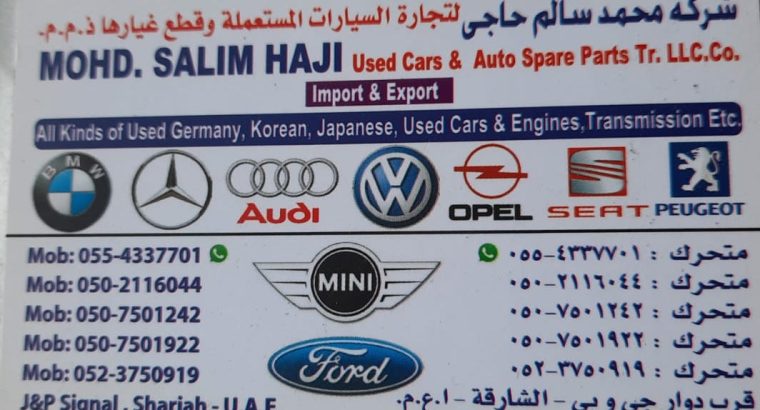 MOHD. SALIM HAJI ,AUDI,BMW,SEAT,OPEL,USED CARS & AUTO SPARE PARTS TR. (Used auto parts, Dealer, Sharjah spare parts Market)