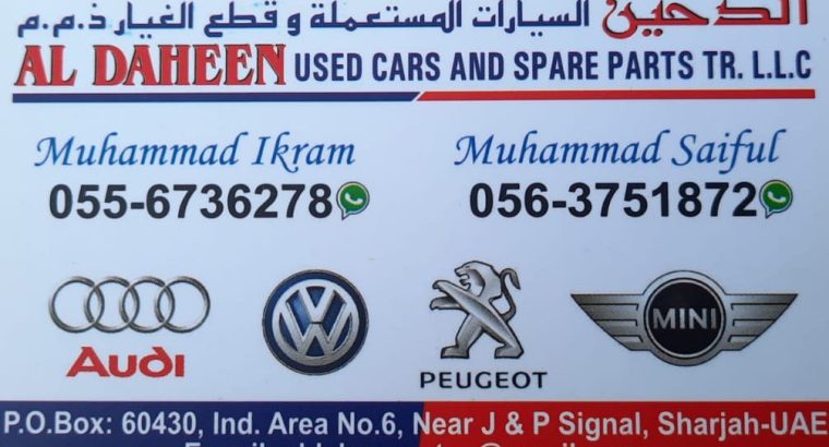 AL DAHEEN AUDI,MINI,PEUGEOT,VOLKSWAGEN,USED CARS & SPARE PARTS TR. (Used auto parts, Dealer, Sharjah spare parts Market)