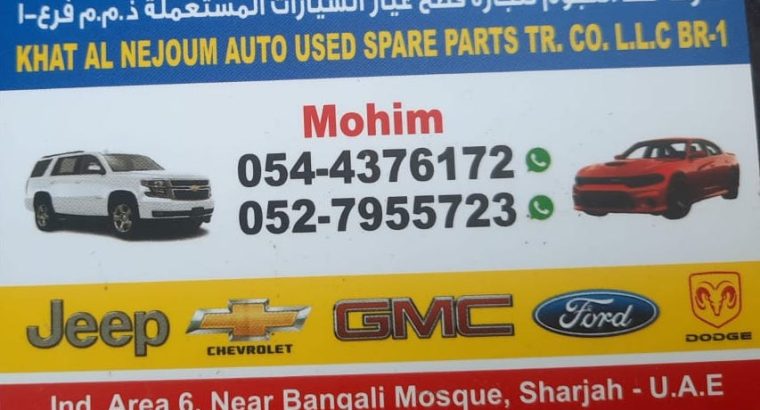 KHAT AL NEJOUM FORD,GMC,DODGE,JEEP,CHEVROLET USED AUTO SPARE PARTS TR. (Used auto parts, Dealer, Sharjah spare parts Market)