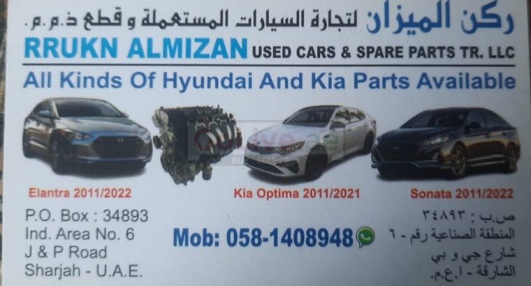 RRUKN ALMIZAN USED HYUNDAI, KIA CARS & SPARE PARTS TR. ( Used auto parts, Dealer, Sharjah spare parts Markets)