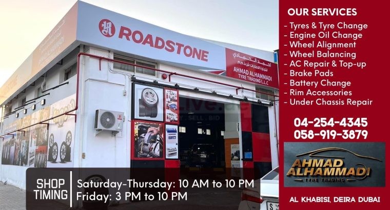 tyres and tyre change oil change battery change brake services under chasis repair