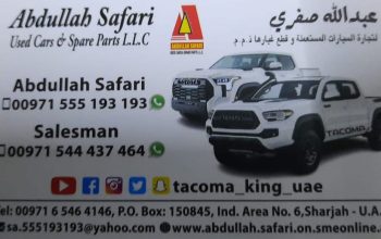 ABDULLAH SAFARI USED TOYOTA CARS & SPARE PARTS TR. (Used auto parts, Dealer, Sharjah spare parts Markets)