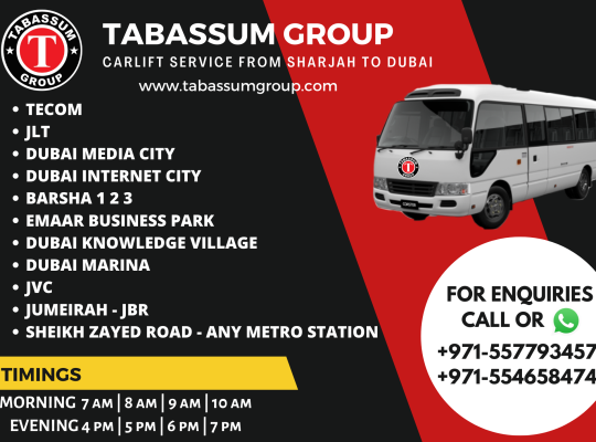 Car Lift Sharjah to JLT Media city Internet City Tecom JVC