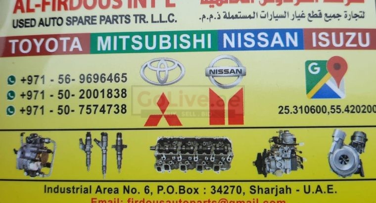 FIRDOUS INT’L USED NISSAN,ISUZU TOYOTA AUTO SPARE PARTS TR. (Used auto parts, Dealer, Sharjah spare parts Markets)