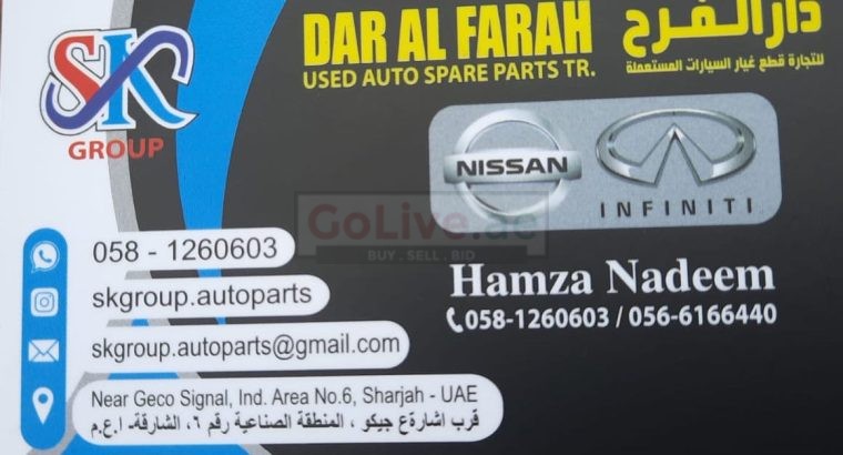 DAR AL FARAH USED INFINITI AUTO SPARE PARTS TR (Used auto parts, Dealer, Sharjah spare parts Markets)