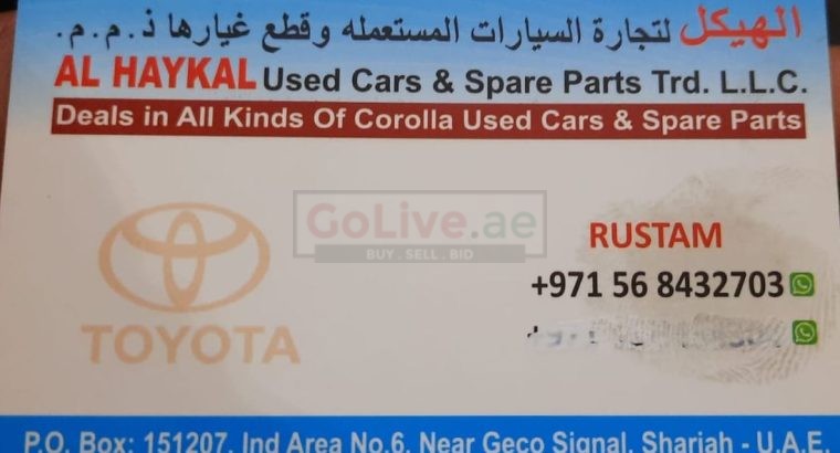 AL HAYKAL USED AUTO TOYOTA SAPRE PARTS TR. (Used auto parts, Dealer, Sharjah spare parts Markets)