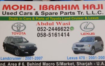 MOHD. IBRAHIM HAJI LEXUS ,TOYOTA USED CARS & SPARE PARTS TR. (Used auto parts, Dealer, Sharjah spare parts Markets)