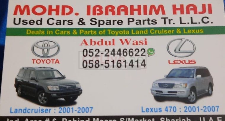 MOHD. IBRAHIM HAJI LEXUS ,TOYOTA USED CARS & SPARE PARTS TR. (Used auto parts, Dealer, Sharjah spare parts Markets)