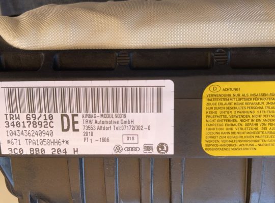 VOLKSWAGEN PASSAT2010 PASSENGER AIRBAG PART NO 3C0880204H ( Genuine Used VOLKSWAGON Parts )