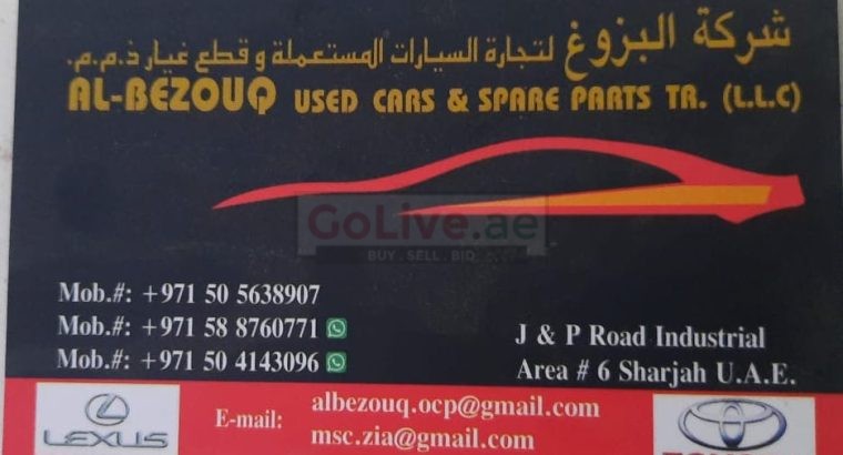 AL BEZOUQ USED LEXUS, TOYOTA CARS & SPARE PARTS TR. (Used auto parts, Dealer, Sharjah spare parts Markets)