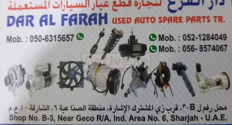 DAR AL FARAH USED HONDA,TOYOTA,MAZDA,NISSAN AUTO SPARE PARTS TR. (Used auto parts, Dealer, Sharjah spare parts Markets)