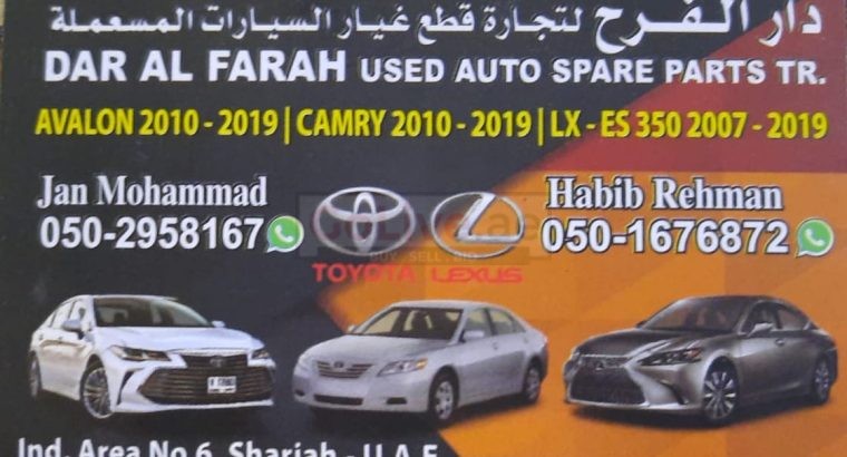 DAR AL FARAH USED LEXUS ,TOYOTA AUTO SPARE PARTS TR. (Used auto parts, Dealer, Sharjah spare parts Markets)