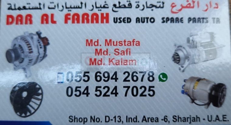 DAR AL FARAH USED HONDA,LEXUS,MAZDA ,NISSAN, AUTO SPARE PARTS TR. (Used auto parts, Dealer, Sharjah spare parts Markets)