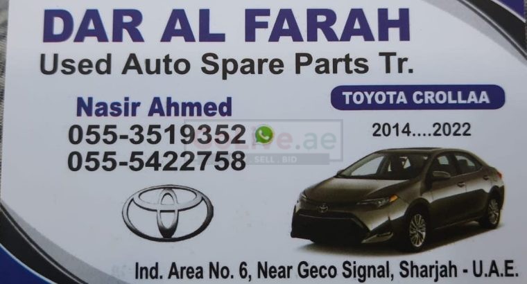 DAR AL FARAH USED TOYOTA AUTO SPARE PARTS TR. (Used auto parts, Dealer, Sharjah spare parts Markets)