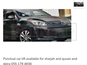 Car lift available from sharjah to al qusais and deira.