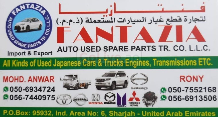 FANTAZIA USED NISSAN,HONDA, MAZDA,ISUZU AUTO SPARE PARTS TR. (Used auto parts, Dealer, Sharjah spare parts Markets)