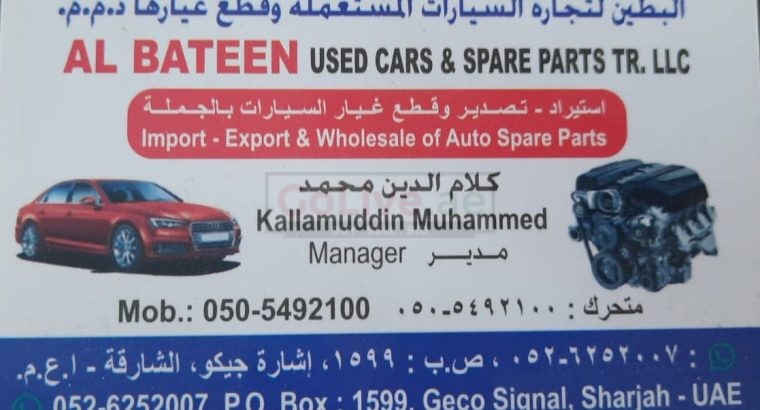 AL TABEEN USED ISUZU ,NISSAN,KIA, TOYOTA ,MAZDACARS & SPARE PARTS TR. (Used auto parts, Dealer, Sharjah spare parts Markets)