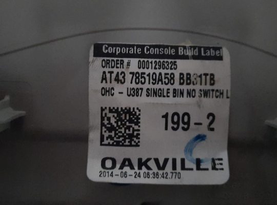 FORD EDGE 2014 FRONT OVERHEAD CONSOLER ROOF DOME LIGHT PART NO AT43-78519A58-BB ( Genuine Used FORD Parts )