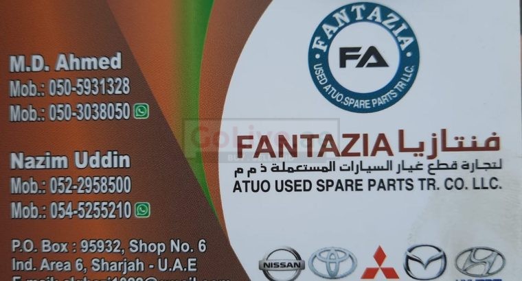 FANTAZIA USED NISSAN,TOYOTA,MAZDA,MITSUBISHI AUTO SPARE PARTS TR. (Used auto parts, Dealer, Sharjah spare parts Markets)