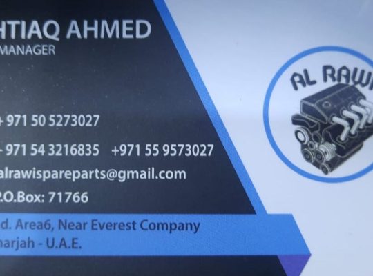 AL RAWI USED AUTO HONDA, LEXUS, NISSAN, TOYOTA SPARE PARTS TR. (Used auto parts, Dealer, Sharjah spare parts Markets)