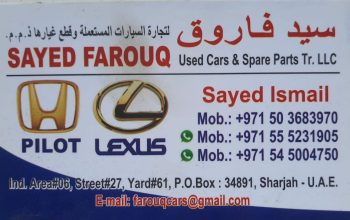 SAYED FAROUQ USED HONDA, LEXUS CARS & SPARE PARTS TR. (Used auto parts, Dealer, Sharjah spare parts Markets)