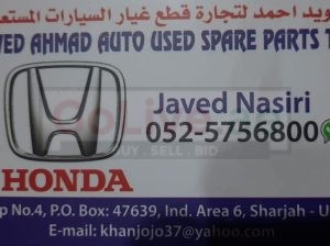 JAVED AHMAD AUTO USED HONDA SPARE PARTS TR (Used auto parts, Dealer, Sharjah spare parts Markets)