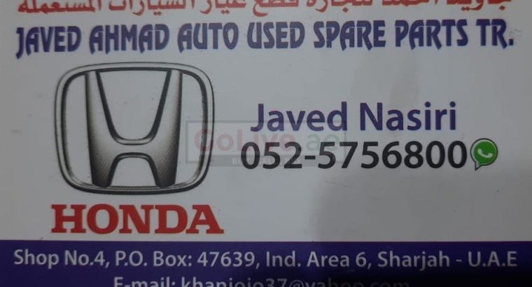 JAVED AHMAD AUTO USED HONDA SPARE PARTS TR (Used auto parts, Dealer, Sharjah spare parts Markets)