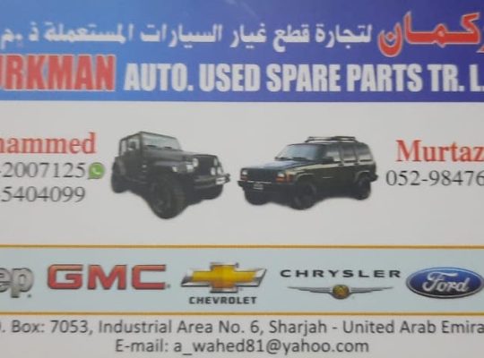 TURKMAN AUTO USED JEEP SPARE PARTS TR. (Used auto parts, Dealer, Sharjah spare parts Markets)