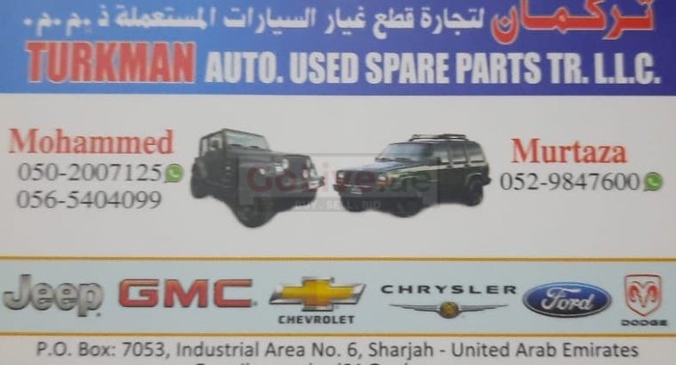 TURKMAN AUTO USED JEEP SPARE PARTS TR. (Used auto parts, Dealer, Sharjah spare parts Markets)