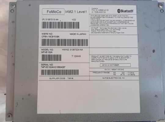 VOLVO S60 2013 RADIO RECEIVER CD PART NO 31357213AA ( Genuine Used VOLVO Parts )