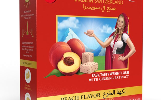 Swiss Diet Kit – 100% Natural Candy for Men & Women, Supports Weight Management, Made in Switzerland (Peach) 250g